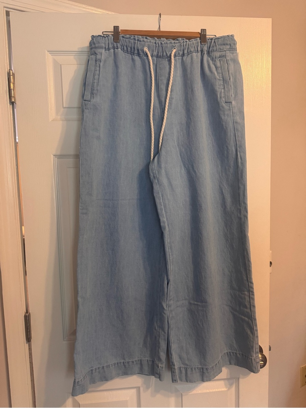 LOFT Light Blue draw string wide leg Denim Pants